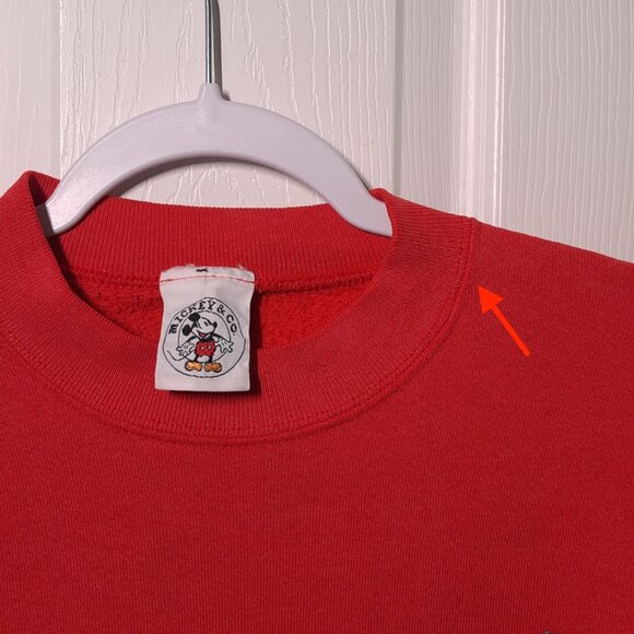 VINTAGE Mickey & Co Cheering Mickey USED Sweatshirt (DISTRESSED, S, Embroidered) - Picture 9 of 10